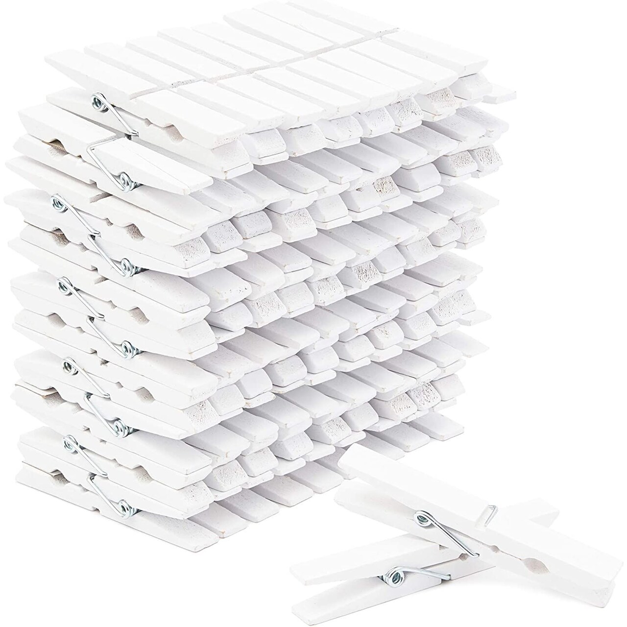 100 Pack Bulk Large White Clothespins for Hanging Laundry, Photos, DIY Crafts (4 In)